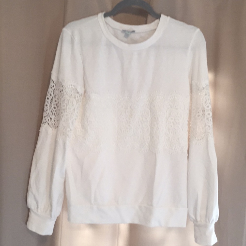 White lace inset sweatshirt